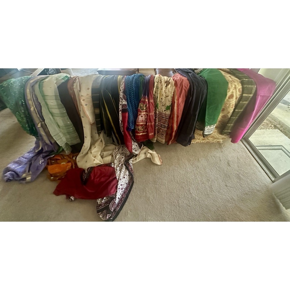 Fabric From India Lot Approximately 12lbs 18 Large Pieces Multicolor